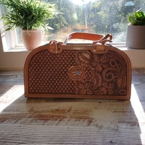 Custom tooled leather handbag